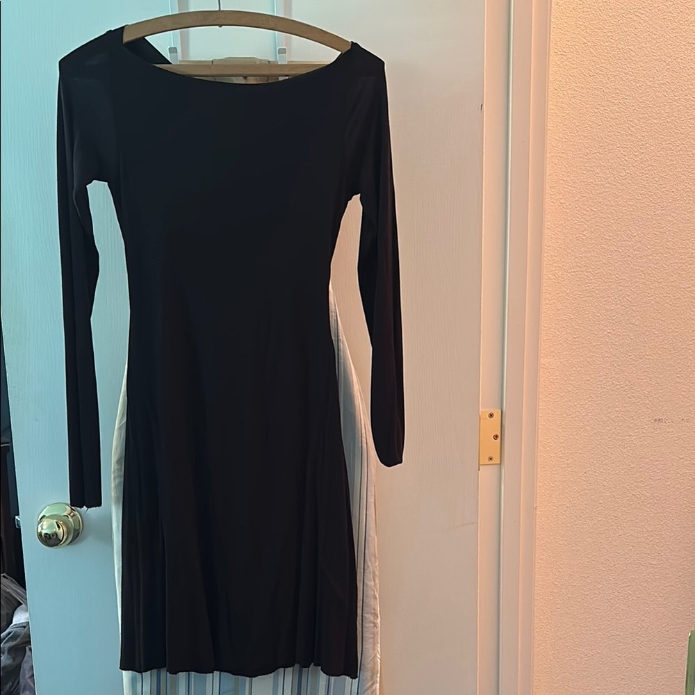 Bailey 44 Black Sheath Dress with Bateau Neckline